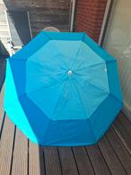 Stevige azuurblauwe stormparasol van de ANWB met boor, Ophalen, Zo goed als nieuw, Minder dan 1 meter, Parasolvoet