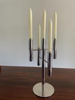 Moderne RVS Kandelaar, Huis en Inrichting, Woonaccessoires | Kandelaars en Kaarsen, Ophalen, Overige kleuren, 25 tot 50 cm, Zo goed als nieuw