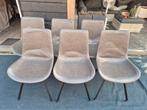 6 grijze lederen eetkamerstoelen, Huis en Inrichting, Stoelen, Ophalen, Gebruikt, Metaal, Vijf, Zes of meer stoelen