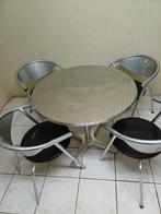 Bel Air diner set steel Chrome stoelen en tafels huur, Vijf, Zes of meer stoelen, Gebruikt, Bel Air, Metaal