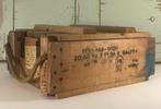 Vintage Franse munitiekist legerkist met grepen van touw, Huis en Inrichting, Minder dan 50 cm, 50 tot 100 cm, Ophalen of Verzenden