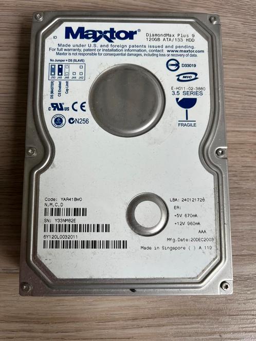 Maxtor DiamondMax Plus 9 120GB IDE HDD, Computers en Software, Harde schijven, Gebruikt, Ophalen of Verzenden