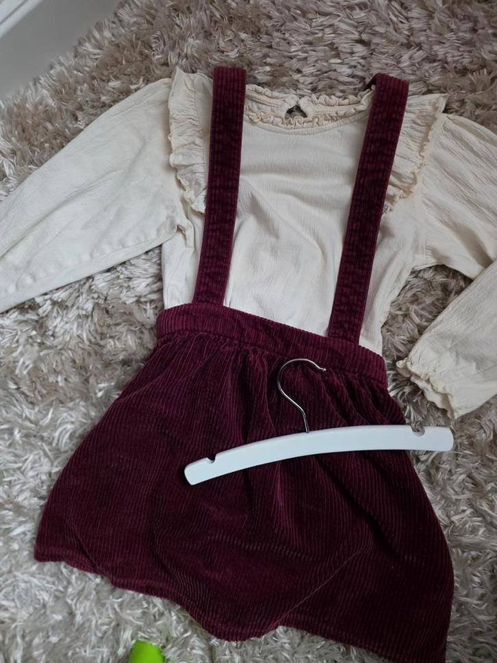 Lindex Salopette Rok Corduroy Wijnrood ** 110 116, Kinderen en Baby's, Kinderkleding | Maat 110, Zo goed als nieuw, Meisje, Jurk of Rok