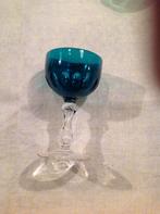 gren/blauw geslepen drinkglas, Antiek en Kunst, Antiek | Glas en Kristal, Ophalen of Verzenden