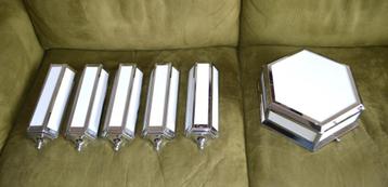 5 Amsterdamse school / Tuschinski lampen + plafondlamp  beschikbaar voor biedingen