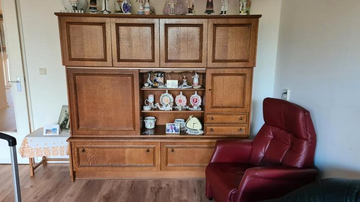 Mooie Eiken Wandkast, Huis en Inrichting, Kasten | Buffetkasten, Gebruikt, 200 cm of meer, 150 tot 200 cm, 25 tot 50 cm, Met lade(s)