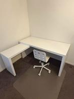 Malm bureau met uitrekbaarblad 151 x 65 cm, Huis en Inrichting, Bureaus, Ophalen, Gebruikt, Bureau
