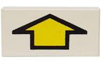 Lego White Tile 1 x 2 with Arrow Short Yellow with Black Bor, Ophalen of Verzenden, Gebruikt, Losse stenen, Lego