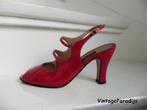 2311 VINTAGE Casadei rode peeptoe slingback pumps 38 39, Pumps, Ophalen of Verzenden, Zo goed als nieuw, Rood