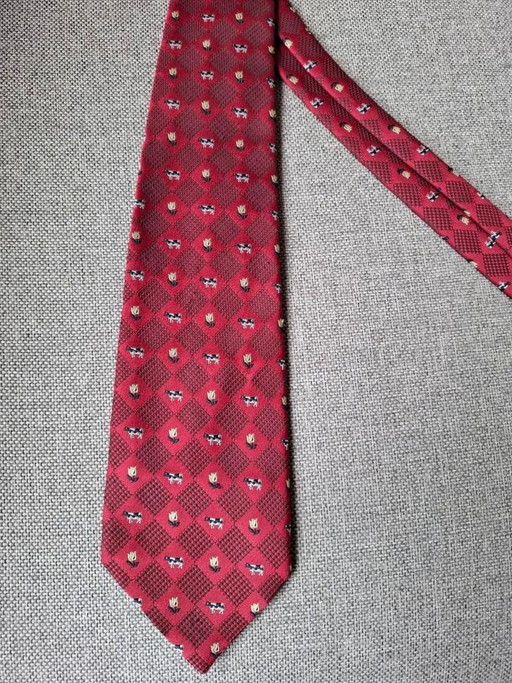 Stropdas met Koeien Patroon, Kleding | Heren, Stropdassen, Zo goed als nieuw, Met patroon, Rood, Ophalen of Verzenden