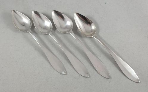 4 zilveren theelepels Baguette Volkert Brouwer Kampen, Antiek en Kunst, Antiek | Goud en Zilver, Zilver, Ophalen of Verzenden