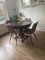 Eettafel met 4 Stoelen, Huis en Inrichting, Ophalen, Gebruikt, 100 tot 150 cm, Rond