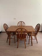 Uitschuifbare eettafel + 4 stoelen, Ophalen, Gebruikt, 100 tot 150 cm, 50 tot 100 cm