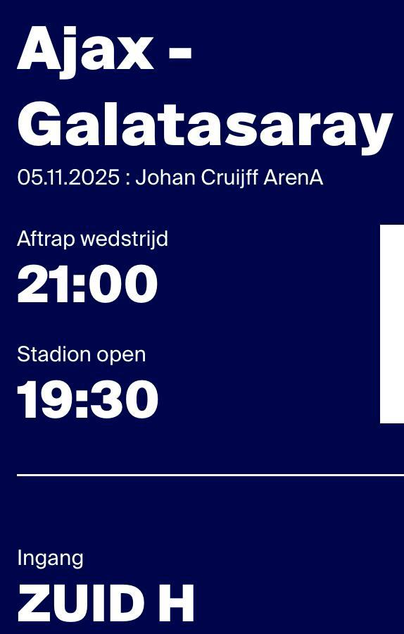 Ajax-Galatasaray F-SIDE, Tickets en Kaartjes, Sport | Voetbal, Eén persoon, Seizoenskaart