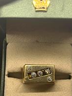 18 karaat goud heren ring met Brilliant geslepen Diamanten, Ophalen, 20 of groter, Heer, Zo goed als nieuw