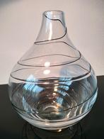 Vaas Bolvaas Glas Transparant Spiraal Zwart 1980, Ophalen of Verzenden