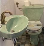 vintage wastafel fontein + toilet muntgroen 70er jaren, Ophalen, Huis en Inrichting