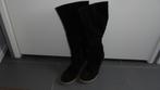 zgan zwart suedelook hoge laarzen 37 hakhoogte 6 cm, Ophalen of Verzenden, Hoge laarzen, Zo goed als nieuw, Zwart