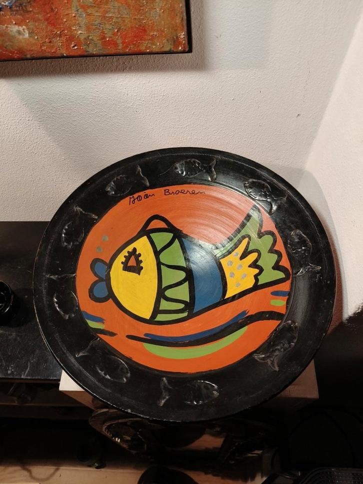 2930 Vintage Josien Broeren Cobra Stijl Keramiek Schaal, Antiek en Kunst, Antiek | Schalen, Ophalen of Verzenden