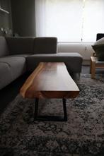 Massief eikenhouten salontafel met metalen poten, Huis en Inrichting, Ophalen, Minder dan 50 cm, 50 tot 100 cm, Eikenhout