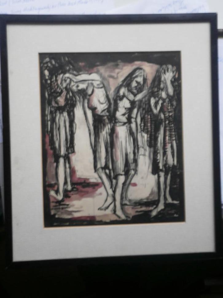 RELIGIE ??? Huilende vrouwen, schild. BIANCA GEEVEN, Antiek en Kunst, Kunst | Schilderijen | Klassiek, Ophalen of Verzenden