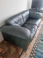 Groene leren 2-zitsbank BIEDEN MAG T.E.A.B, Gebruikt, 150 tot 200 cm, Vintage, Tweepersoons