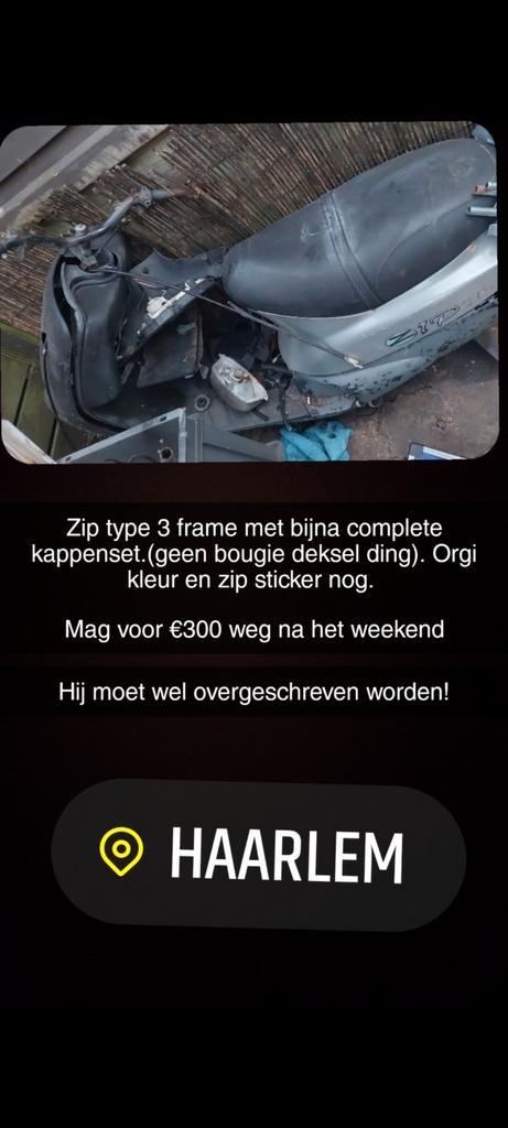 Tk met haast; zip type 3 frame . Blok ook te koop, Fietsen en Brommers, Brommeronderdelen | Scooters, Gebruikt, Overige merken