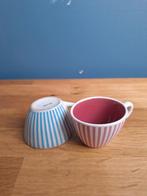 Antieke LBVYR Franse koffiekopjes met craquelé, Ophalen of Verzenden