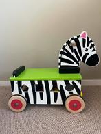 Houten loopwagen of zitwagen zebra met blokken, Ophalen of Verzenden, Gebruikt, Rij- of Hobbelspeelgoed