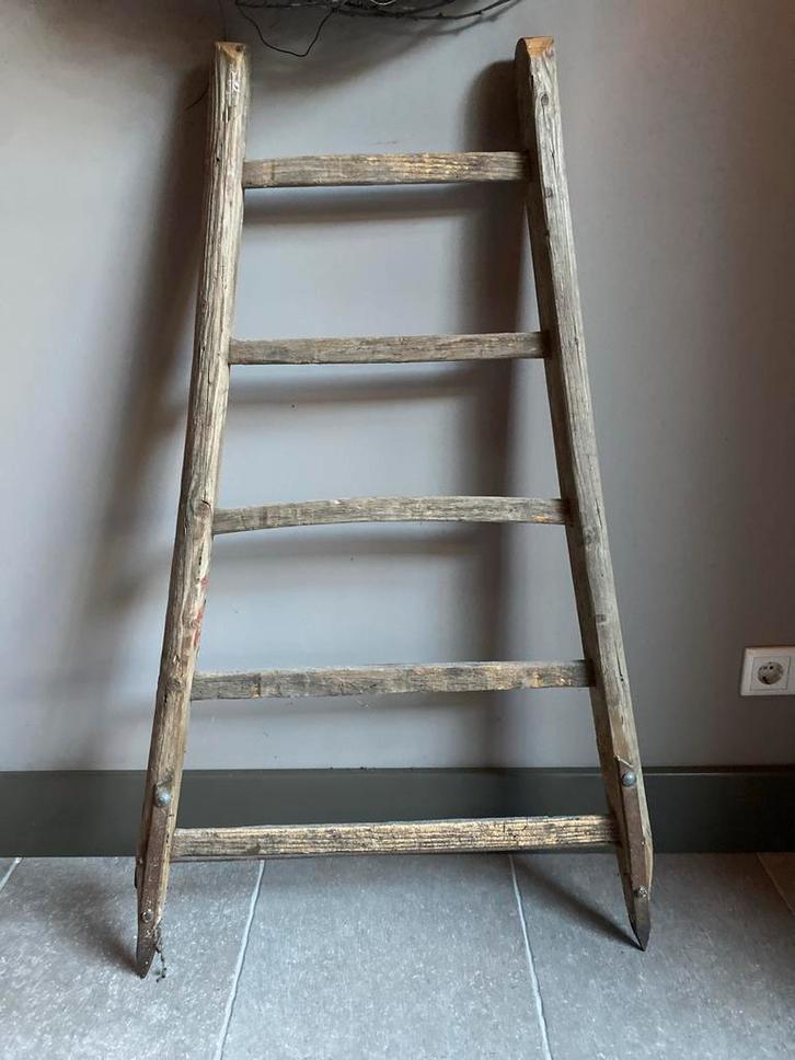 Oude houten ladder plukladder kinderkamer badkamer hout, Huis en Inrichting, Woonaccessoires | Wanddecoraties, Gebruikt, Ophalen