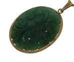 Jade Nefriet bloem 14k gouden vintage ketting hanger groot, Voordeelsieraden, Ophalen of Verzenden, Zo goed als nieuw, Info@voordeelsieraden.nl