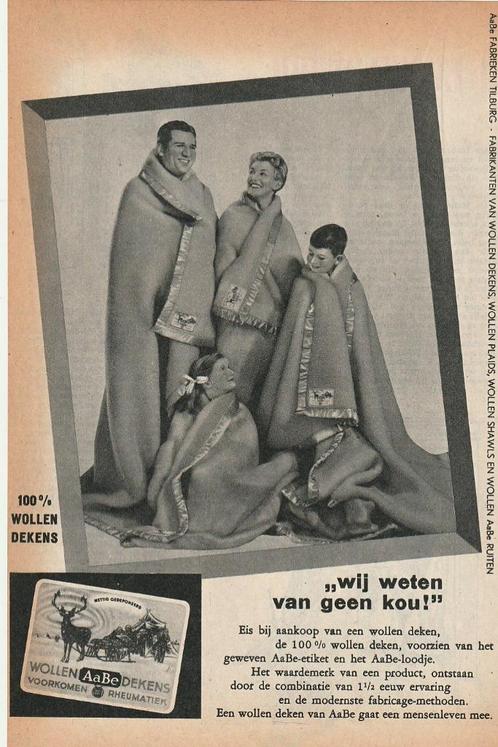 Retro reclame 1953 AaBe wollen dekens voor hele gezin, Verzamelen, Retro, Overige typen, Verzenden