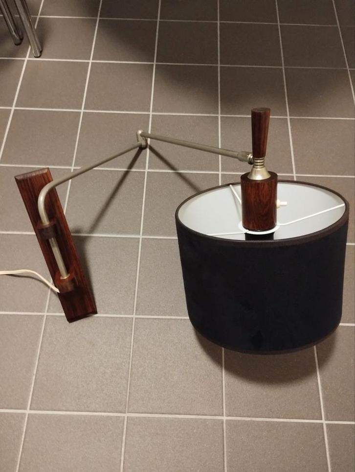 Vintage Deens teakhouten swivel of scone wandlamp, Huis en Inrichting, Lampen | Wandlampen, Ophalen of Verzenden