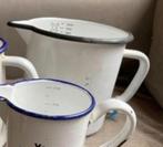 Vintage / emaille litermaat / 2 liter / wit met zwarte bies, Antiek en Kunst, Antiek | Emaille, Ophalen of Verzenden