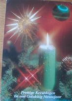 Kerst - prettige kerstdagen - groene kaars en gouden ster, Verzenden, 1980 tot heden, Gelopen, Overige thema's