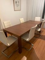 Houten Eettafel met 6 Stoelen, Huis en Inrichting, Tafels | Eettafels, Ophalen, Gebruikt, 100 tot 150 cm, Eikenhout