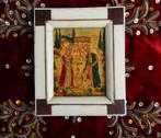 Miniatuur Perzisch schilderij, lijst hout ingelegd ca. 1900, Antiek en Kunst, Ophalen of Verzenden