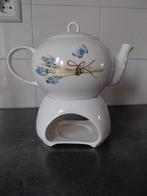 Theepot met Theelicht - Bloemen & Vlinders, Huis en Inrichting, Ophalen of Verzenden, Zo goed als nieuw