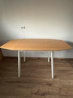 Inklapbare Ikea tafel. Bamboe blad, witte poten., Huis en Inrichting, Ophalen, Gebruikt, 100 tot 150 cm, 50 tot 100 cm