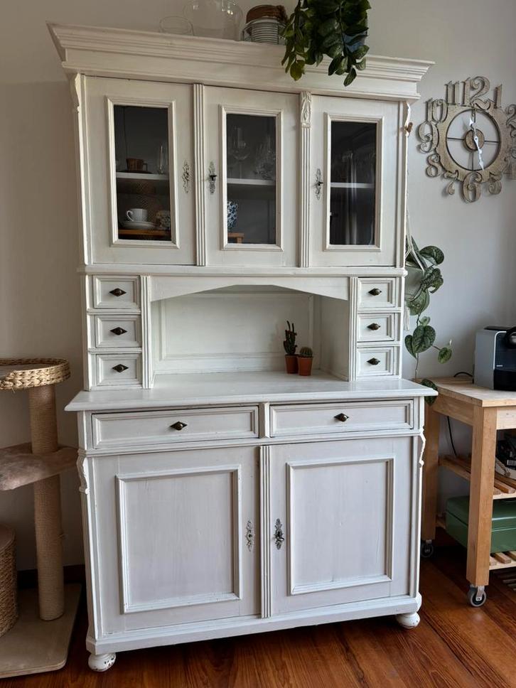 Buffetkast massief hout, wit, Huis en Inrichting, Kasten | Buffetkasten, Zo goed als nieuw, 200 cm of meer, 25 tot 50 cm, Ophalen