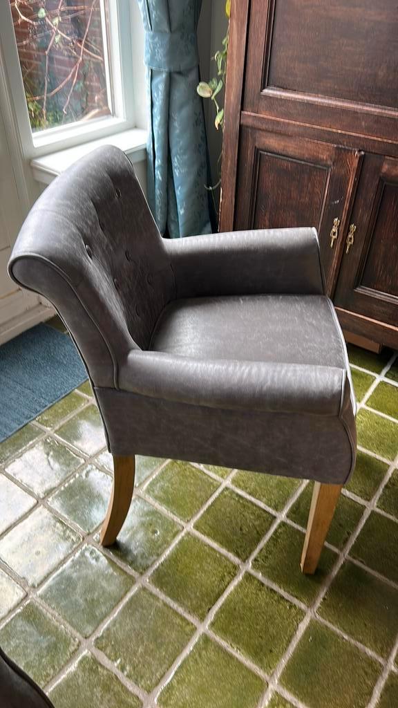 Riviera maison eetkamerstoelen 8 stuks, Huis en Inrichting, Stoelen, Gebruikt, Vier, Leer, Grijs, Ophalen