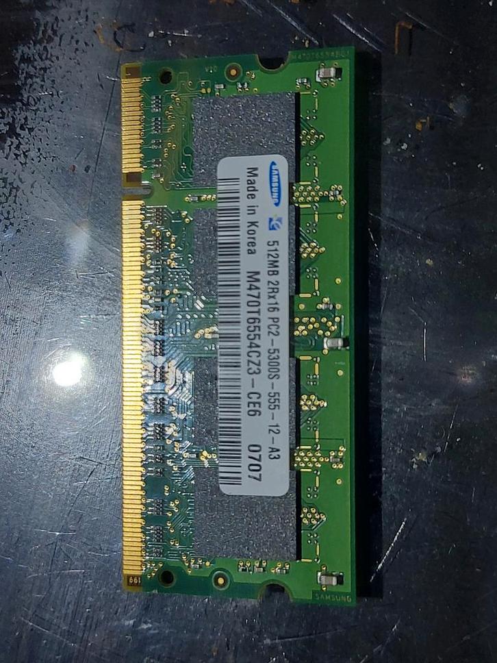 Samsung 512MB DDR2 Laptop Geheugen - M470T6554CZ3-CE6, Computers en Software, RAM geheugen, Gebruikt, Laptop, DDR2, Ophalen of Verzenden