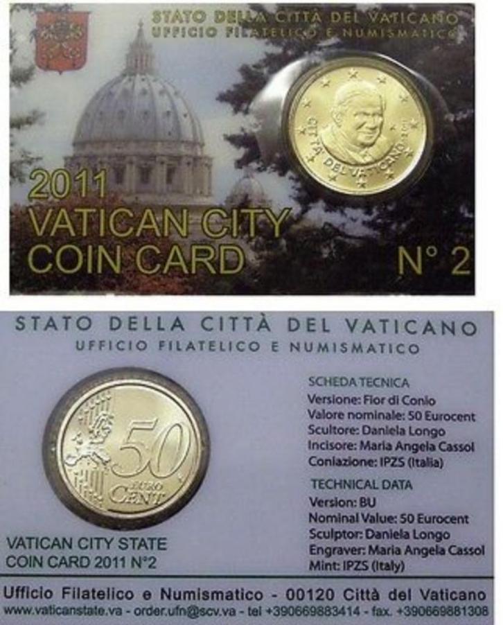 Coincard Vaticaan 2011 50 Eurocent Nº 02, Postzegels en Munten, Munten | Europa | Euromunten, 50 cent, Vaticaanstad, Ophalen of Verzenden