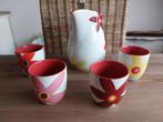 Prachtig zeldzaam Servies van Solids Kan + 4 Mokken Bloemen, Huis en Inrichting, Keuken | Servies, Verzenden, Keramiek, Zo goed als nieuw