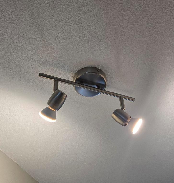 TEAB Dubbele spot, incl. GU10 LED lampjes, Huis en Inrichting, Lampen | Spots, Zo goed als nieuw, Metaal of Aluminium, Led, Ophalen of Verzenden
