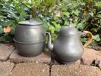 Antieke tinnen set - tabakspot + theepot, Antiek en Kunst, Antiek | Tin, Ophalen of Verzenden