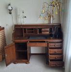Eiken houten bureau / secretaire met rolluik., Ophalen, Gebruikt