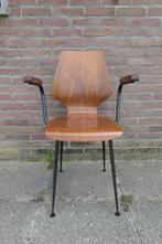 Vintage plywood teak stoel Carlo Ratti stijl Legni Curvati, Huis en Inrichting, Stoelen, Ophalen, Metaal, Eén