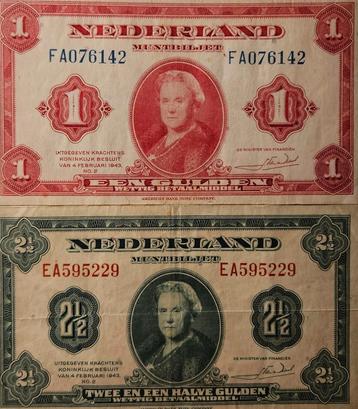 1 Gulden en 2 1/2 Gulden 1943 beschikbaar voor biedingen