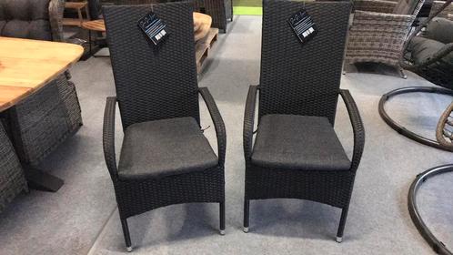 2 stuks Milos tuinstoelen Zwart Stapelbaar, Tuin en Terras, Tuinstoelen, Nieuw, Kunststof, Stapelbaar, Ophalen
